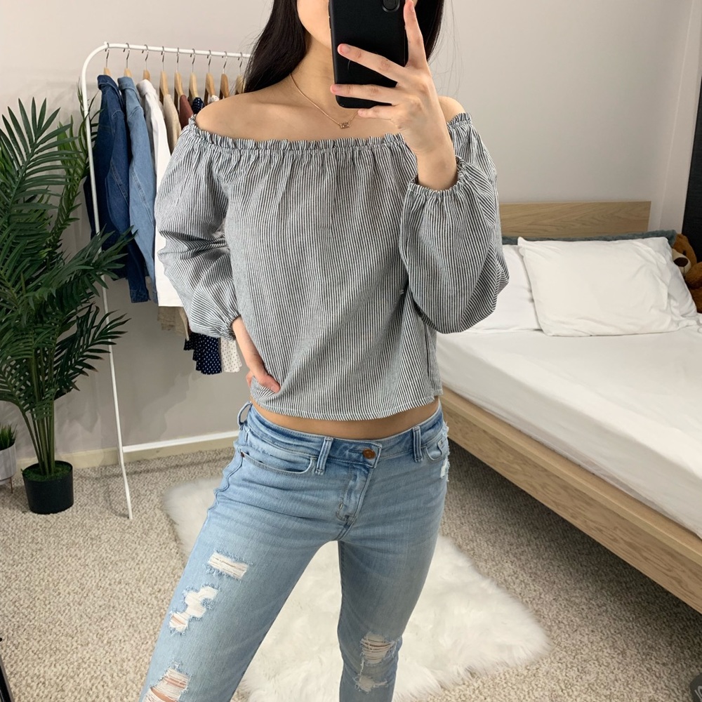 Brand Melville - Striped Off the Shoulder Top - Picture 2 of 6